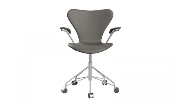 Seven Chair 3217, Fully Upholstered, Essential Leather, Lava, with Arm Casters
