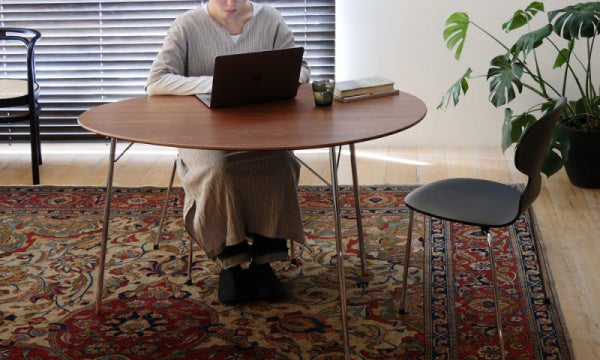 EGG Table FH3603 W115×D84cm Walnut