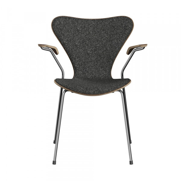 Seven Chair with Arms 3207 Walnut Front Padding Vanille Chrome Legs