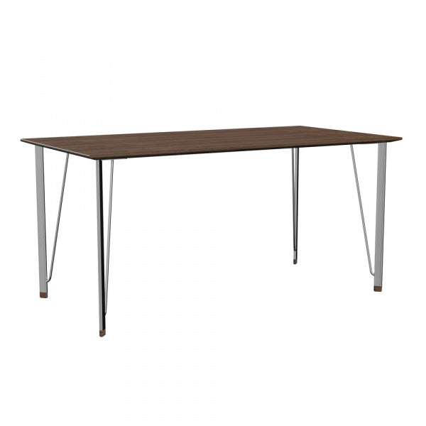 FH3605 Desk without drawer, Walnut with chrome legs