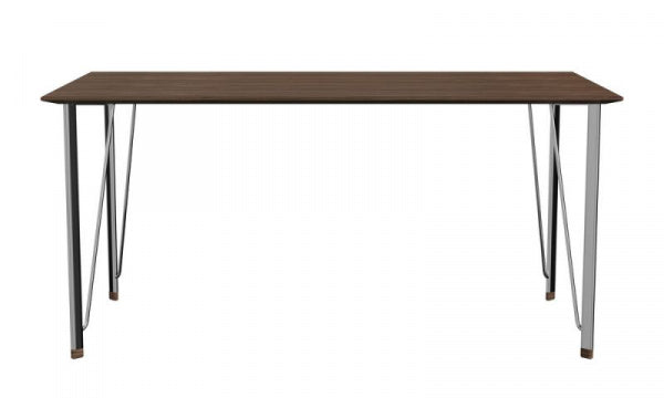 FH3605 Desk without drawer, Walnut with chrome legs