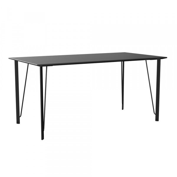 FH3605 Desk, No Drawer, Colored Ash Black, Black Legs