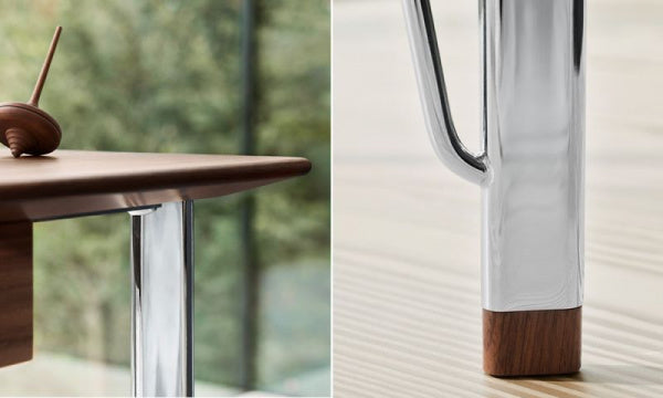 FH3605 Desk with Drawer, Walnut with Chrome Legs