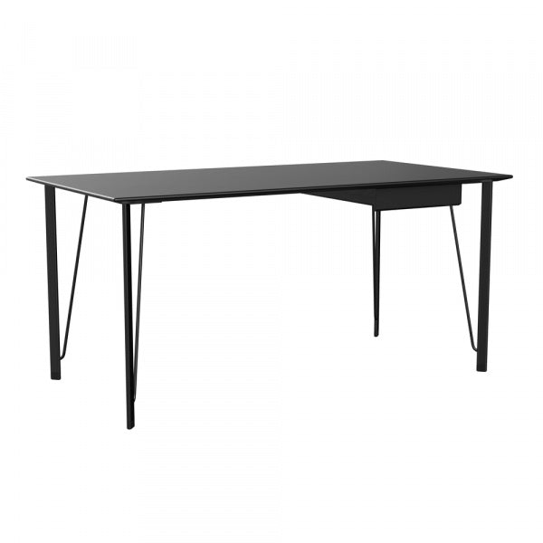 FH3605 Desk with Drawer, Colored Ash Black, Black Legs