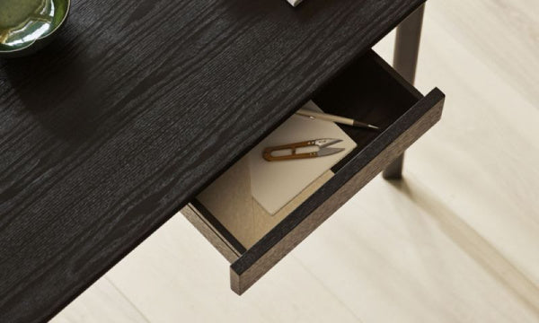 FH3605 Desk with Drawer, Colored Ash Black, Black Legs