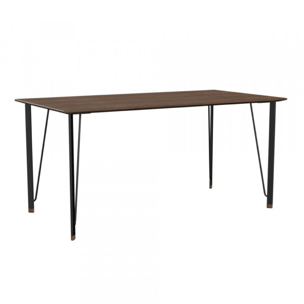 FH3605 Desk, No Drawer, Walnut, Black Legs