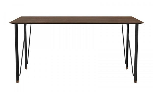 FH3605 Desk, No Drawer, Walnut, Black Legs