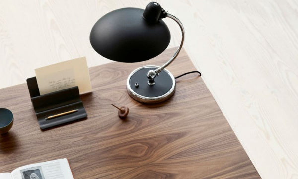 FH3605 Desk with Drawer, Walnut, Black Legs