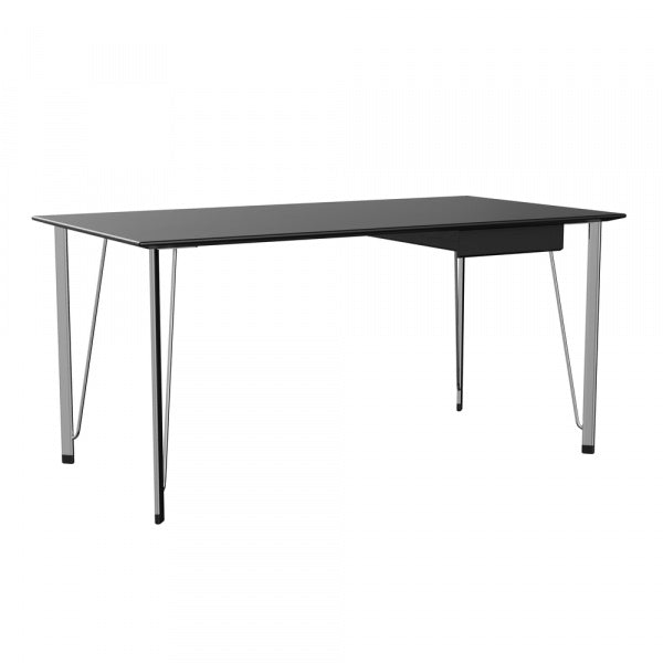 FH3605 Desk with Drawer, Colored Ash Black with Chrome Legs