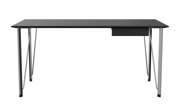 FH3605 Desk with Drawer, Colored Ash Black with Chrome Legs