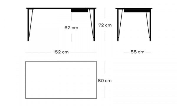 FH3605 Desk with Drawer, Colored Ash Black with Chrome Legs