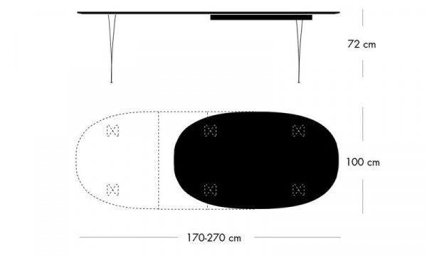 Super Oval Extendable Table B620 W170/270 x D100cm White