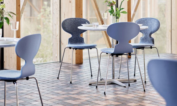 ANT Ant Chair 3101 in Colored Ash with Lavender Blue Front Padding and Vanir733 Light Blue Chrome Legs