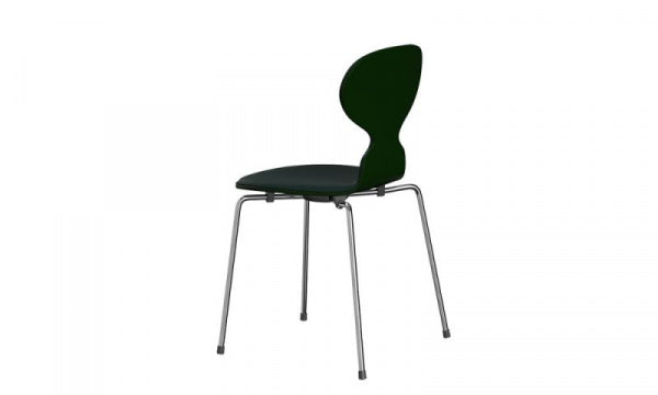 ANT Ant Chair 3101 in lacquer with evergreen front padding and Vidar1062 dark green chrome legs