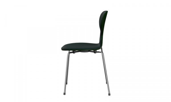 ANT Ant Chair 3101 in lacquer with evergreen front padding and Vidar1062 dark green chrome legs