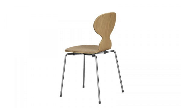 ANT Ant Chair 3101 in Oak with Front Pad, Vanir 413 Beige Mustard with Chrome Legs