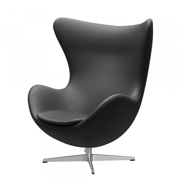 EGG Chair 3316 Essential Leather Black with Satin Legs
