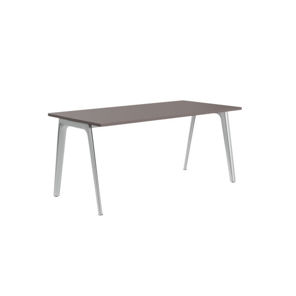 PLURALIS Table KS420, Linoleum, W160 x D80cm, Mauve Brown, Chrome Legs