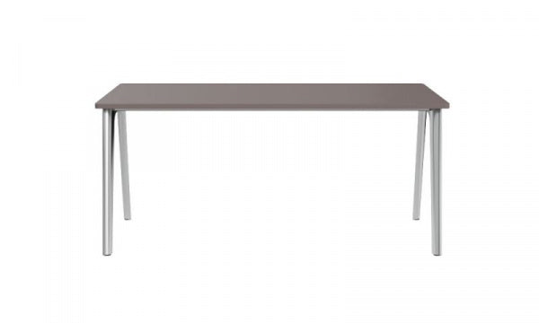 PLURALIS Table KS420, Linoleum, W160 x D80cm, Mauve Brown, Chrome Legs