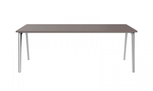 PLURALIS Table KS421, Linoleum, W200 x D100cm, Mauve Brown, Chrome Legs