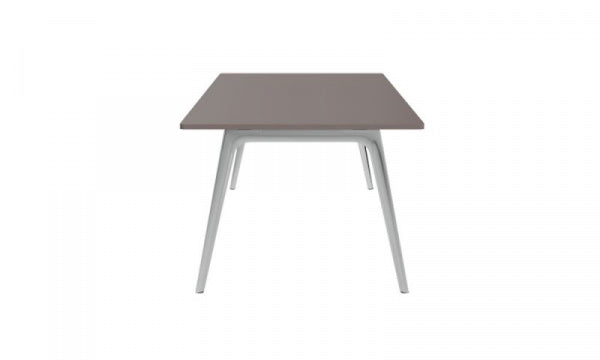 PLURALIS Table KS421, Linoleum, W200 x D100cm, Mauve Brown, Chrome Legs