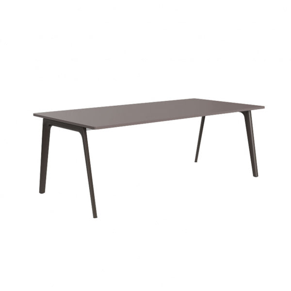 PLURALIS Table KS421, Linoleum, W200 x D100cm, Mauve Brown with Brown Bronze Legs