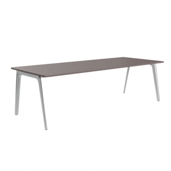 PLURALIS Table KS422, Linoleum, W240 x D100cm, Mauve Brown, Chrome Legs
