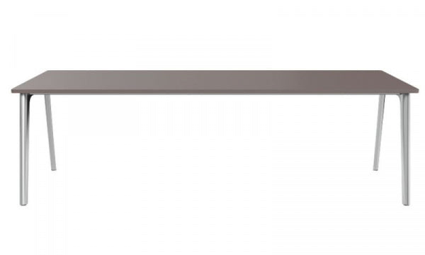 PLURALIS Table KS422, Linoleum, W240 x D100cm, Mauve Brown, Chrome Legs