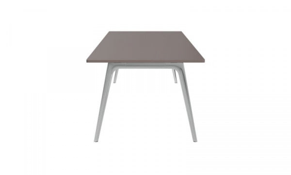 PLURALIS Table KS422, Linoleum, W240 x D100cm, Mauve Brown, Chrome Legs