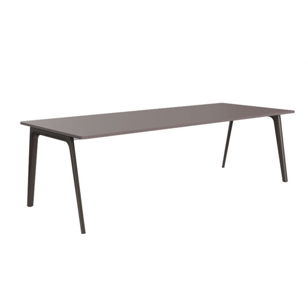 PLURALIS Table KS422, Linoleum, W240 x D100cm, Mauve Brown with Brown Bronze Legs
