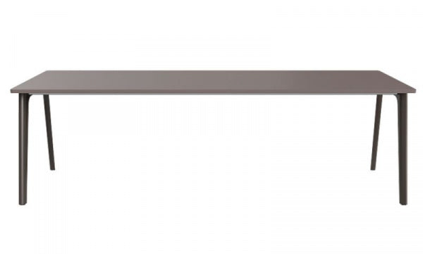 PLURALIS Table KS422, Linoleum, W240 x D100cm, Mauve Brown with Brown Bronze Legs