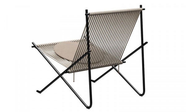 PK4 ST Hemp Rope Natural Seat Cushion with Canvas and Black Powder Coat Finish