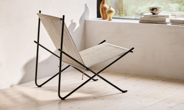 PK4 ST Hemp Rope Natural Seat Cushion with Canvas and Black Powder Coat Finish