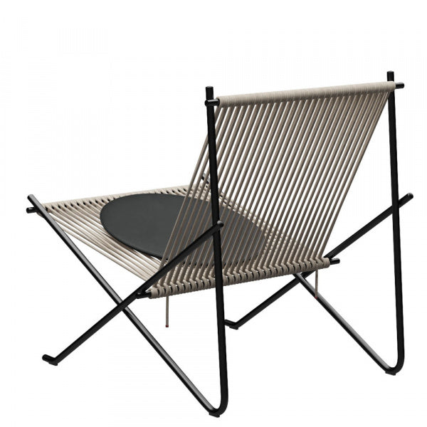 PK4 ST Hemp Rope Natural Seat Cushion with Leather and Black Powder Coat Finish
