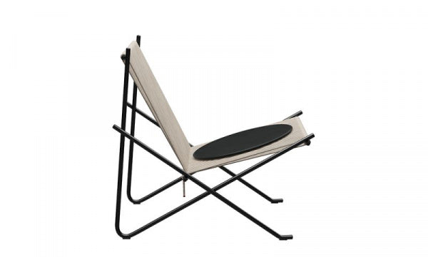 PK4 ST Hemp Rope Natural Seat Cushion with Leather and Black Powder Coat Finish