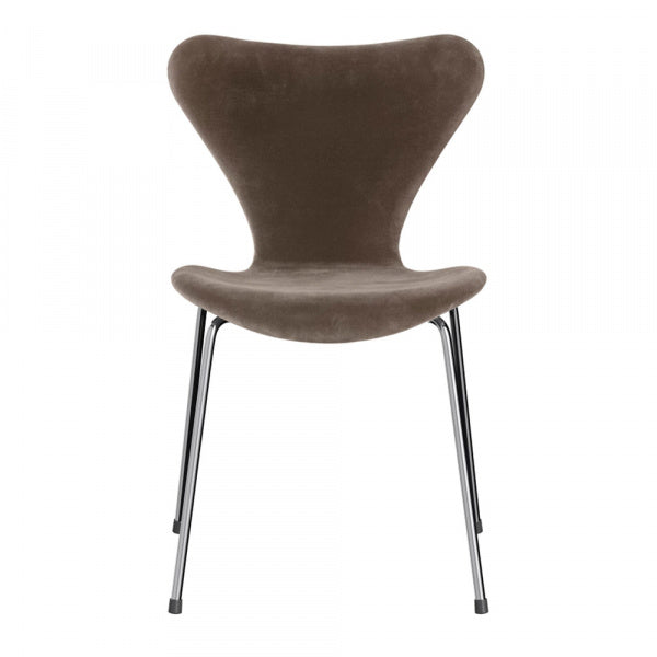 Seven Chair 3107 Fully padded Velvet Belfast 772 Grey Brown Chrome legs