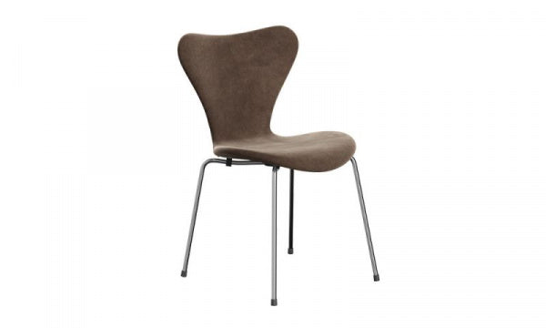 Seven Chair 3107 Fully padded Velvet Belfast 772 Grey Brown Chrome legs