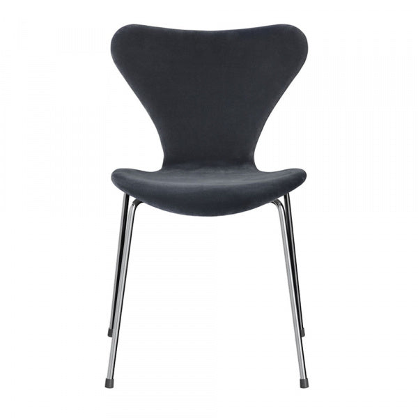 Seven Chair 3107 Fully padded Velvet Belfast 143 Grey-blue Chrome legs