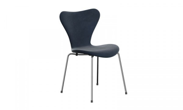 Seven Chair 3107 Fully padded Velvet Belfast 143 Grey-blue Chrome legs