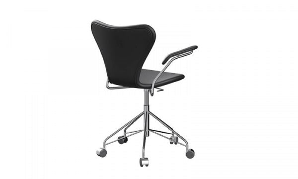 Seven Chair 3217, fully padded, soft leather, black, with arm casters