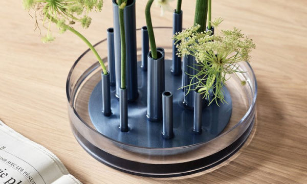 IKERU VASE Low Dusk Blue