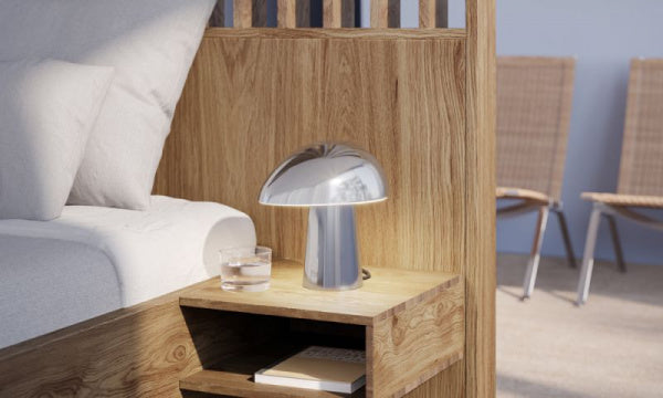 NIGHT OWL table lamp in polished steel
