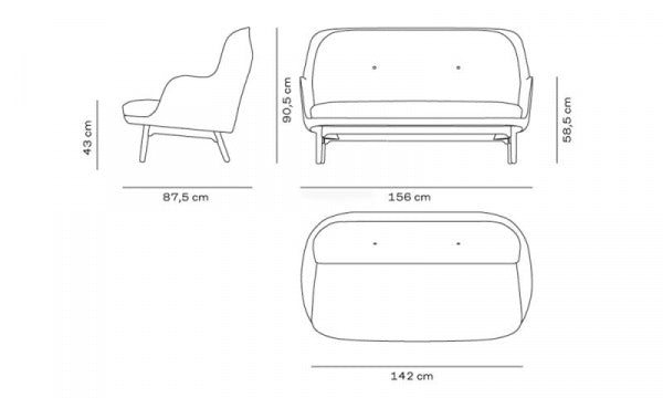 FRI Frisofa JH150 with Oak Legs, Designer's Selection, Christianshavn 1134