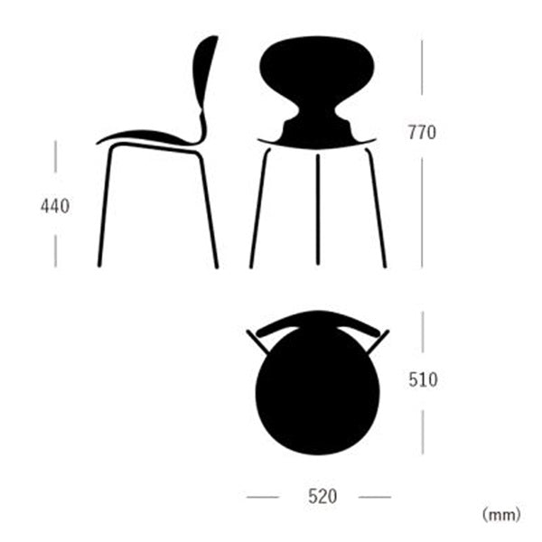 ANT Ant Chair 3100, 3-legged, Colored Ash with Pale Rose and Black Legs