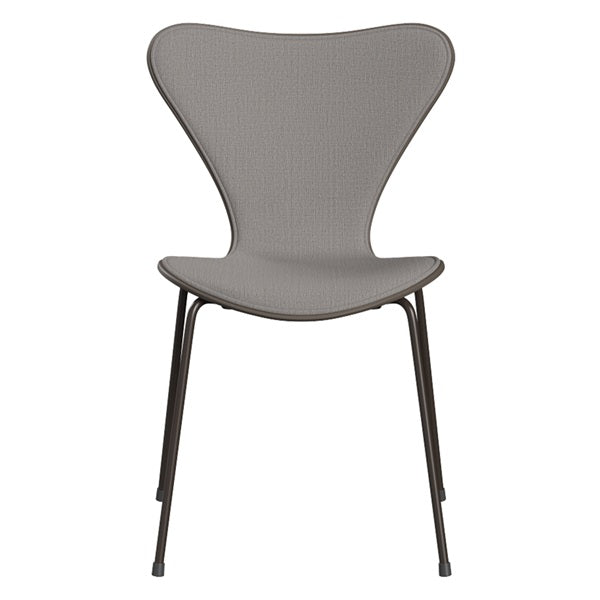 Seven Chair 3107 in Coloured Ash with Deep Clay Front Padding and Christianshavn Beige 1121 Brown Bronze Legs