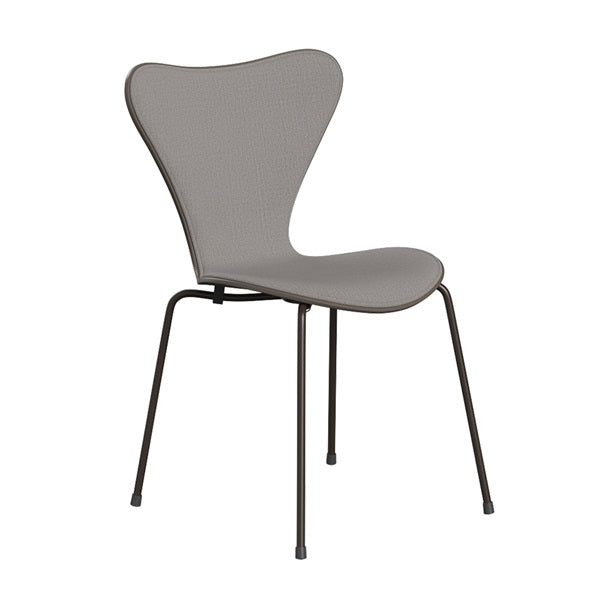 Seven Chair 3107 in Coloured Ash with Deep Clay Front Padding and Christianshavn Beige 1121 Brown Bronze Legs