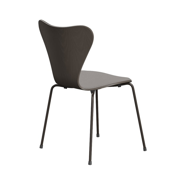 Seven Chair 3107 in Coloured Ash with Deep Clay Front Padding and Christianshavn Beige 1121 Brown Bronze Legs