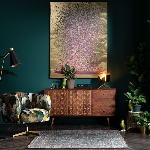 65737 Picture Touched Flower Boat Gold Pink 120×160cm