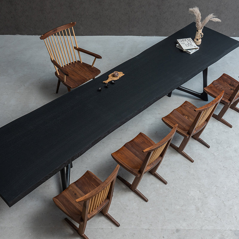 Solid white oak black low table top