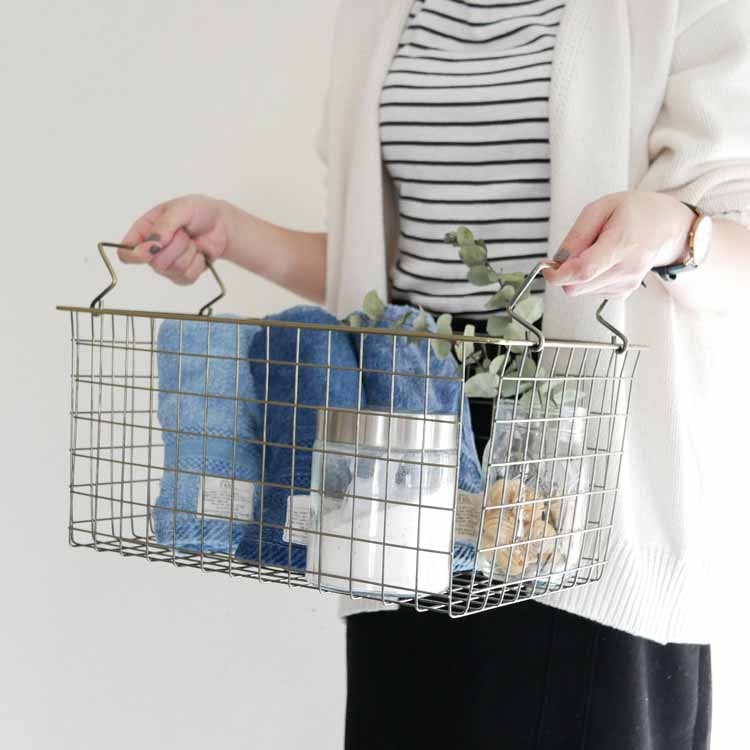 Stacking Basket L, Antique Gold